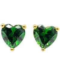 Harfi - Emerald Heart May Birthstone Stud Earrings - Lyst