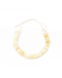 LIKHÂ - Playa Mother-Of-Pearl Necklace Square Tiles Golden - Lyst