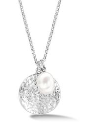 Dower & Hall - Hammered Disc & Freshwater Pearl Nomad Pendant - Lyst
