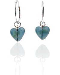 Bio-Trimmings - Sapphire Heart Hoop Earrings - Lyst