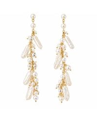 Lalinde - Golden Floating Pearl Earrings - Lyst