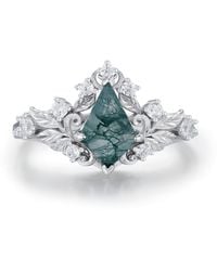 Azura Jewelry New York - Regal Tiara Moss Agate Ring Vermeil - Lyst
