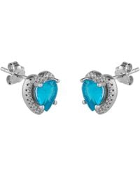 Spero London - Heart Of Ocean Sterling Stud Earrings - Lyst