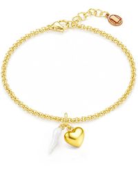 Unaloe - Vermeil Cornicello & Heart Charm Bracelet – Enamel Italian Good Luck Jewelry, Handmade Lucky Talisman - Lyst