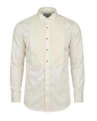 Ron Tomson - Neutrals Diagonal Pleated Wing Tip Collar Shirt - Lyst