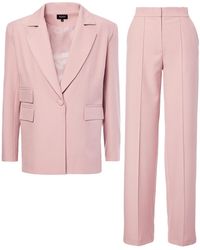BLUZAT - Pastel Pink Suit With Regular Blazer With Double Pocket And Stripe Detail Trousers - Lyst