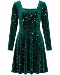 Yumi' - Star Foil Print Long Sleeve Skater Dress - Lyst