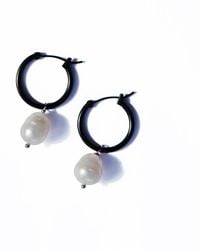 FV Jewellery - Fresh Water Pearl Hoop Earrings - Lyst