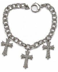 Jagged Halo Jewelry - Trinity Cross Charm Bracelet Plated - Lyst