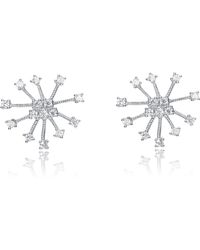 Genevive Jewelry - Cubic Zirconia Sterling Plated Round Spike Earrings - Lyst