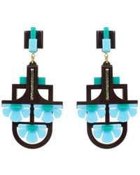 Gissa Bicalho - Handmade Acrylic Earring Pendant Three Flowers Chocolate - Lyst