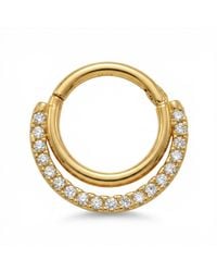 Zahav Jewelry - 14K Solid 18G 8Mm Pavé Cz Clicker Hoop - Lyst