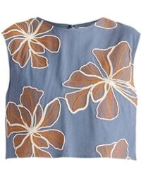Paisie - Floral Embroidered Cropped Top - Lyst