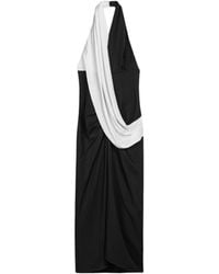 Nocturne - Contrast Draped Halter Maxi Dress - Lyst