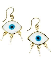Lexi Jewelry - Ios Evil Eye & Pearls Drop Earrings - Lyst