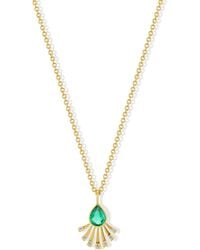 Jewelbird - Emerald And Diamond Fan Necklace - Lyst