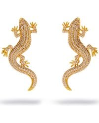 Ebru Jewelry - Lucky Gecko Pave Zircon Statement Earrings - Lyst