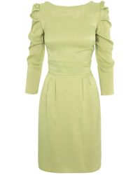 AVENUE No.29 - Gathered Sleeve Viscose Midi Dress - Lyst