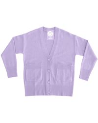Zenzee Cashmere V-neck Cardigan - Purple