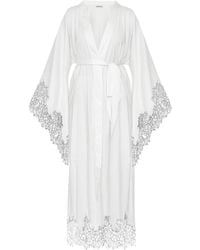 Avenue 8 - Lace Maxi Silk Robe - Lyst
