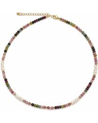 Angel Barocco - Multicolour Tourmaline & Freshwater Pearl Beaded Necklace - Lyst