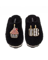 Laines London - Teddy Closed Toe Slippers With Stripe 18Th Birthday & Cake Brooches - Lyst