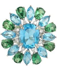 Artisan - Topaz, Tsavorite & Diamond Floral Cocktail Ring - Lyst