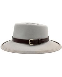 DORIA 1905 - Chalk Smooth Lapin Felt Hat With Leather Strap - Lyst