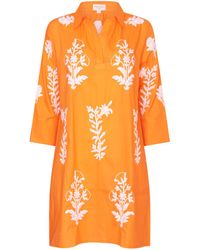 NoLoGo-chic - Short Tourist Dress Satsuma With Embroidery Cotton - Lyst