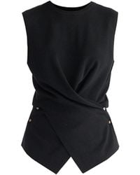 Paisie - Crew Neck Wrap Front Knit Top - Lyst