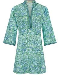Kaminee - Turq- Cotton Voile Kaftan - Lyst