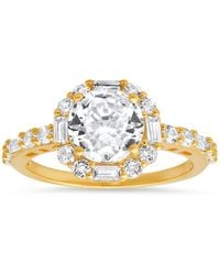 Kylie Harper - Round & Baguette-Cut Halo Diamond Cz Ring - Lyst