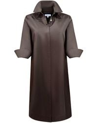 Perlavera - Chris Cotton Satin Three Quarter Sleeve Length Missy Fit Midi Dress - Lyst