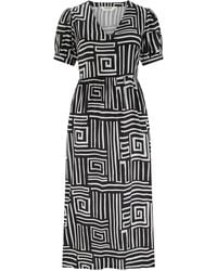 Sugarhill - Priya Midi Smock Dress & Monochrome Maze - Lyst
