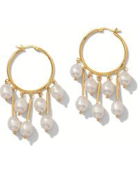 Jaredjamin - Daniela Dangle Hoop Pearl Earrings - Lyst