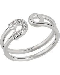 Spero London - Sterling Pave Jewelled Safety Pin Ring - Lyst