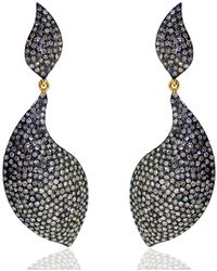 Artisan - Pave Diamond 14k Gold 925 Sterling Silver Vintage Style Dangle Earrings Jewelry - Lyst