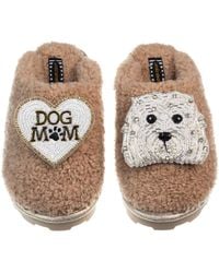 Laines London - Teddy Closed Toe Slippers With Queenie The Bichon Frise & Dog Mum Mom Brooches - Lyst