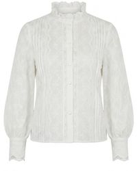 Yumi' - Floral Cotton Shirt With Lace Details - Lyst
