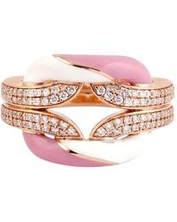 Artisan - 18k Solid Rose Gold With Pave Diamond & Enamel Designer Ring - Lyst