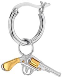 True Rocks - 18Kt Plated & Sterling 2-Tone Pistol, Hung On A Sterling Hoop Earring - Lyst