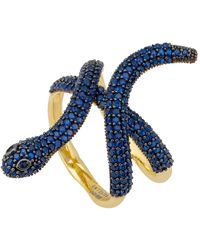 LÁTELITA London - Serpentina Snake Cocktail Ring Gold Sapphire Cz - Lyst