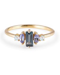 Zohreh V. Jewellery - London Blue Topaz, Tanzanite & Moonstone Ring 9k Gold - Lyst