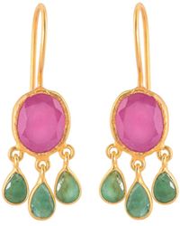 Opium Jewels - Rubellite Ovals With Emerald Drops - Lyst