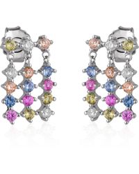 Spero London - Colourful Jewelled Sterling Cluster Stud Drop Earring - Lyst