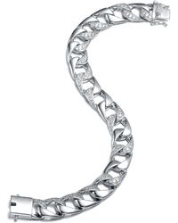 Genevive Jewelry - Belleville Chunky Chain Silver Cz Statement Bracelet - Lyst