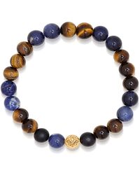 Nialaya - Wristband With Blue Dumortierite, Brown Tiger Eye And Gold - Lyst