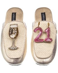 Laines London - / Neutrals Classic Mules With 21st Birthday & Glass Of Champagne Brooches - Lyst