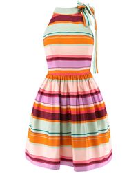 AVENUE No.29 - Striped Tie Dye Halter Neck Mini Dress - Lyst