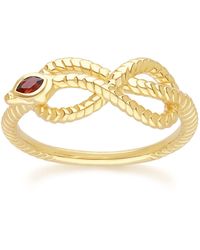 Gemondo - Ecfew Garnet Winding Snake Ring In Gold Plated Sterling Silver - Lyst